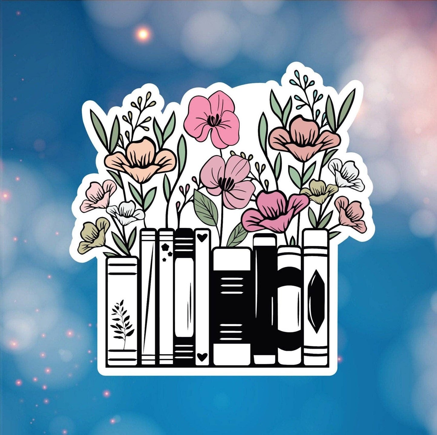 Books and Flowers Sticker