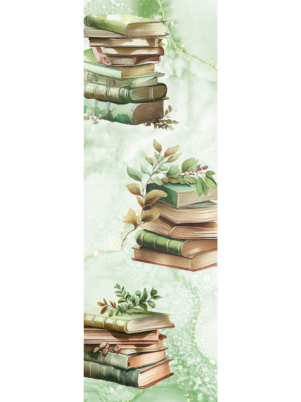 Green & Gold Book Stack Bookmark